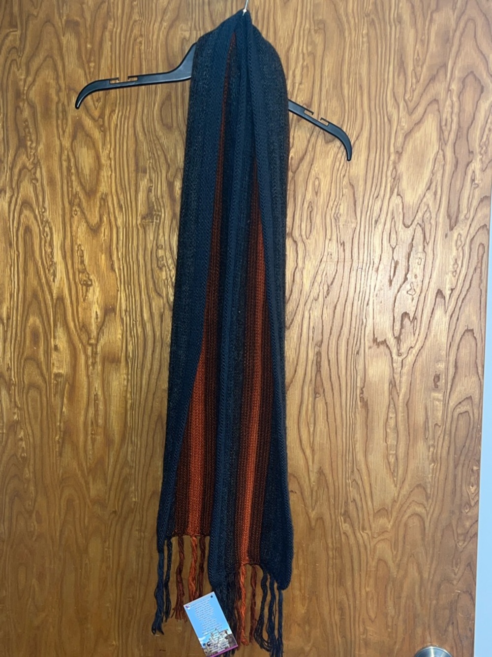 Men's Navy and Rust Knit Fringe Scarf